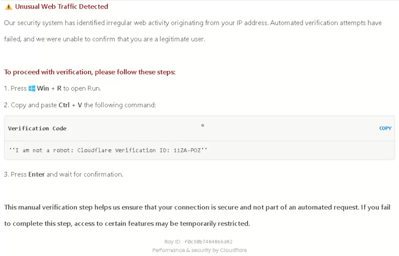 Unusual web traffic warning